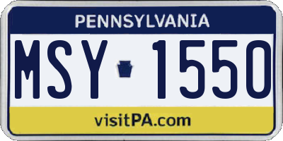 PA license plate MSY1550