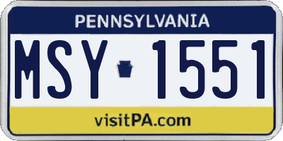 PA license plate MSY1551