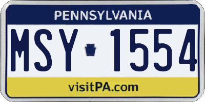 PA license plate MSY1554