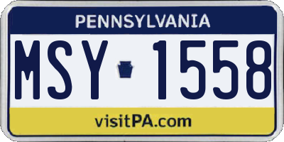 PA license plate MSY1558