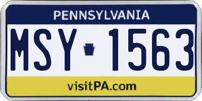 PA license plate MSY1563