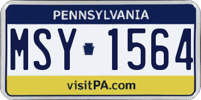 PA license plate MSY1564