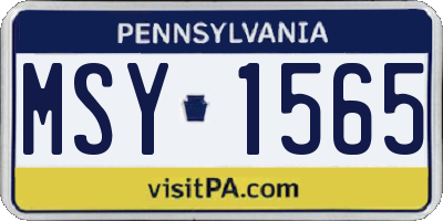 PA license plate MSY1565