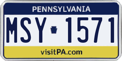 PA license plate MSY1571