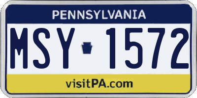 PA license plate MSY1572