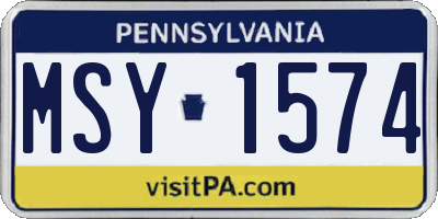 PA license plate MSY1574