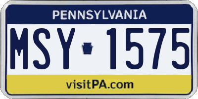 PA license plate MSY1575