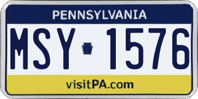 PA license plate MSY1576