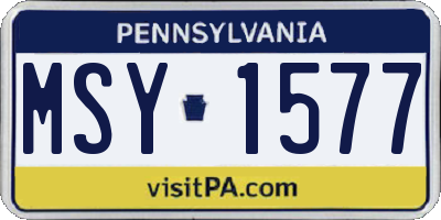 PA license plate MSY1577
