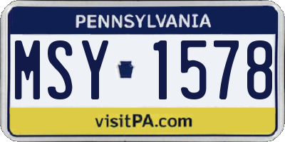 PA license plate MSY1578