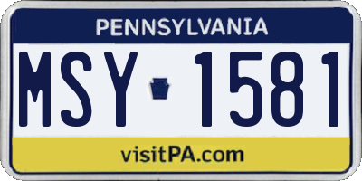 PA license plate MSY1581