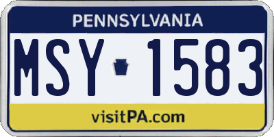 PA license plate MSY1583
