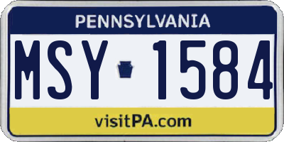 PA license plate MSY1584