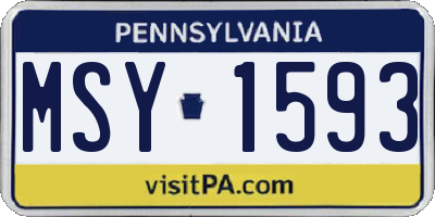 PA license plate MSY1593