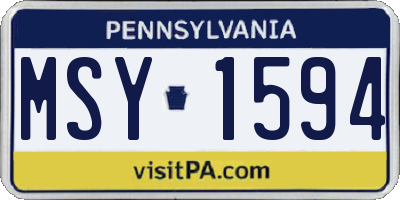 PA license plate MSY1594