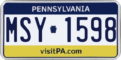 PA license plate MSY1598