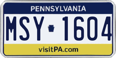 PA license plate MSY1604