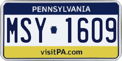 PA license plate MSY1609