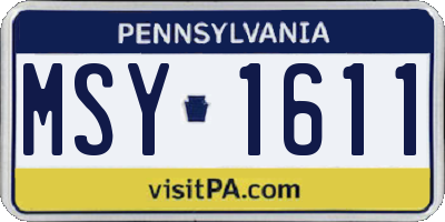 PA license plate MSY1611