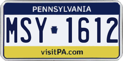 PA license plate MSY1612