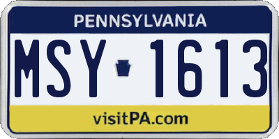 PA license plate MSY1613