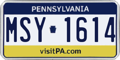 PA license plate MSY1614