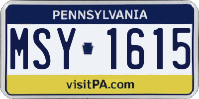 PA license plate MSY1615