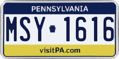 PA license plate MSY1616