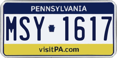 PA license plate MSY1617