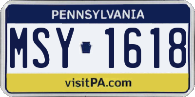 PA license plate MSY1618