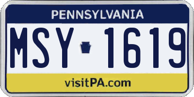 PA license plate MSY1619