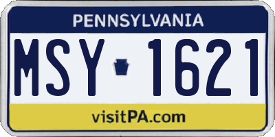 PA license plate MSY1621