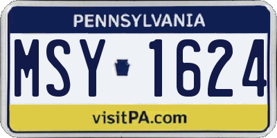 PA license plate MSY1624