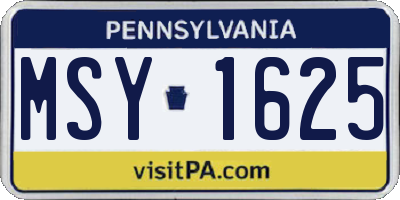 PA license plate MSY1625