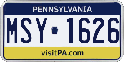 PA license plate MSY1626