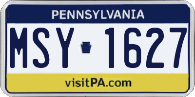 PA license plate MSY1627