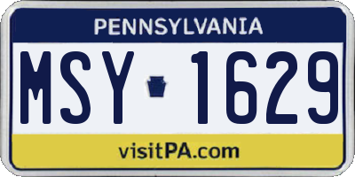 PA license plate MSY1629