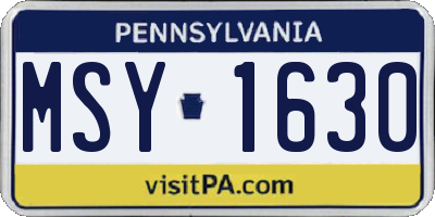 PA license plate MSY1630