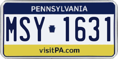 PA license plate MSY1631