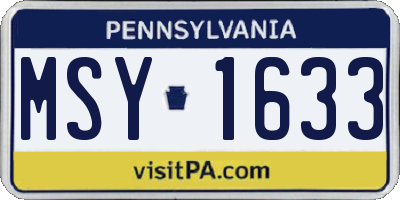 PA license plate MSY1633