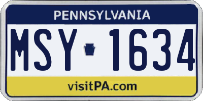 PA license plate MSY1634
