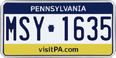 PA license plate MSY1635
