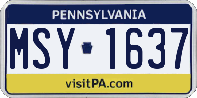 PA license plate MSY1637