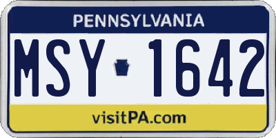 PA license plate MSY1642