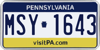 PA license plate MSY1643