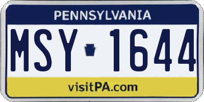 PA license plate MSY1644
