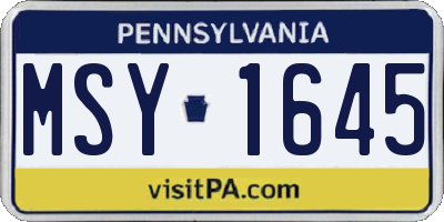 PA license plate MSY1645