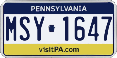 PA license plate MSY1647