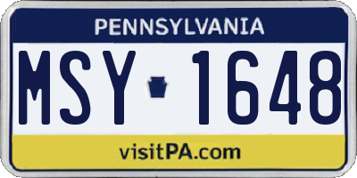 PA license plate MSY1648