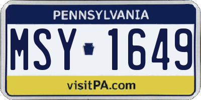 PA license plate MSY1649